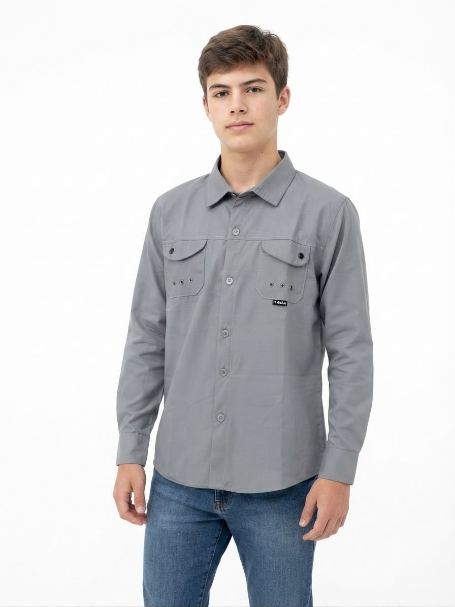 Camisa niño de manga larga en color gris