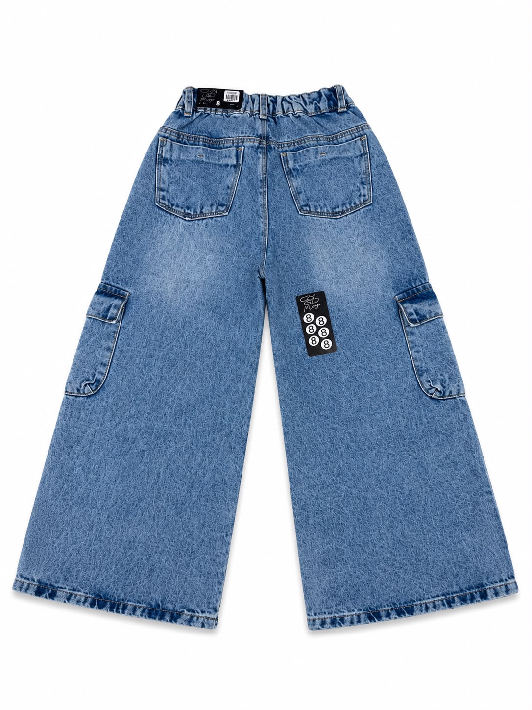 Pantalón niña cargo mezclilla franjas laterales
