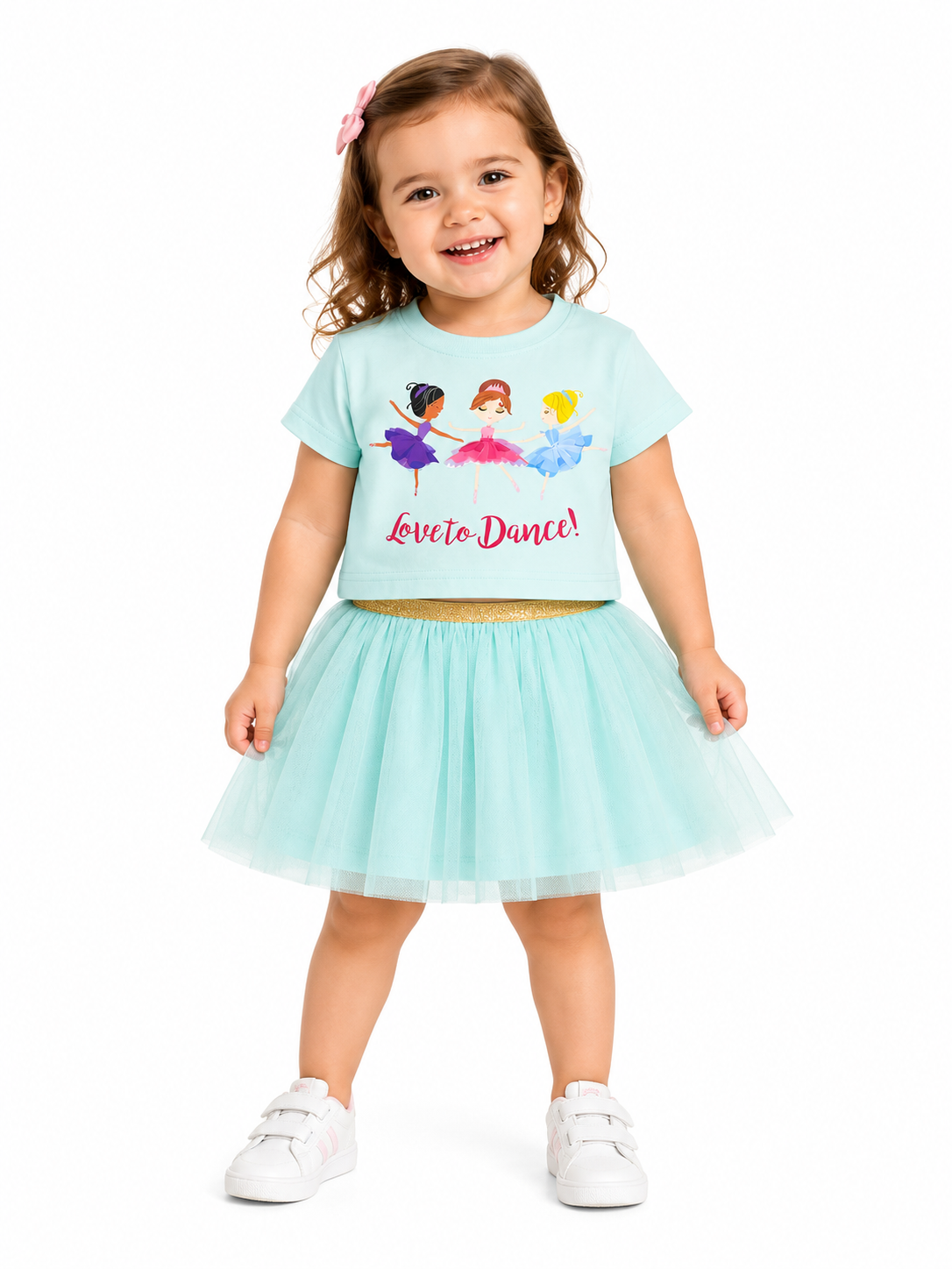 Set niña blusa turquesa u falda tul