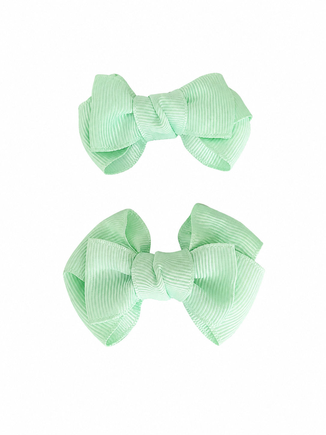 Moño par niña verde menta clásico