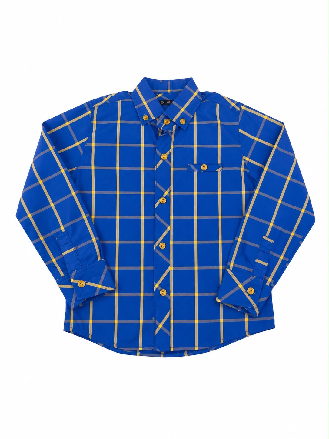 Camisa niño manga larga a cuadros azul