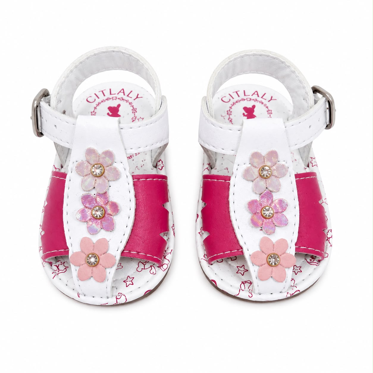 Huaraches niña OFERTA con flores brillantes