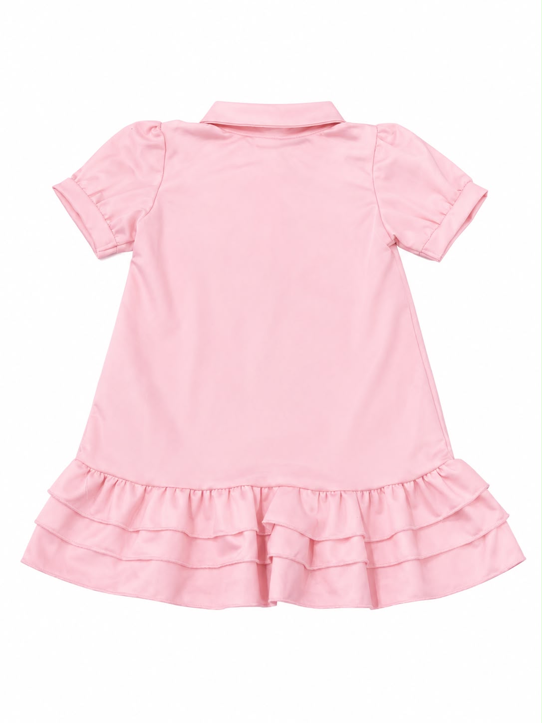 Vestido niña meses tipo polo con estampado de arcoíris – Rosa pastel