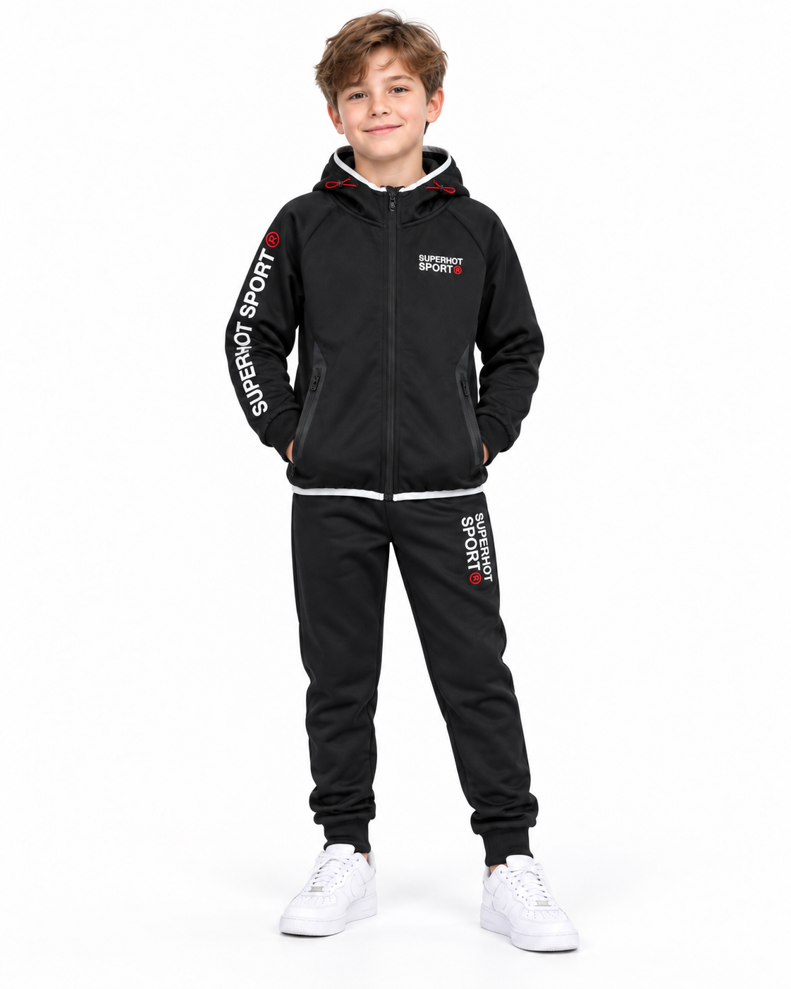 Set niño deportivo negro con capucha 🖤