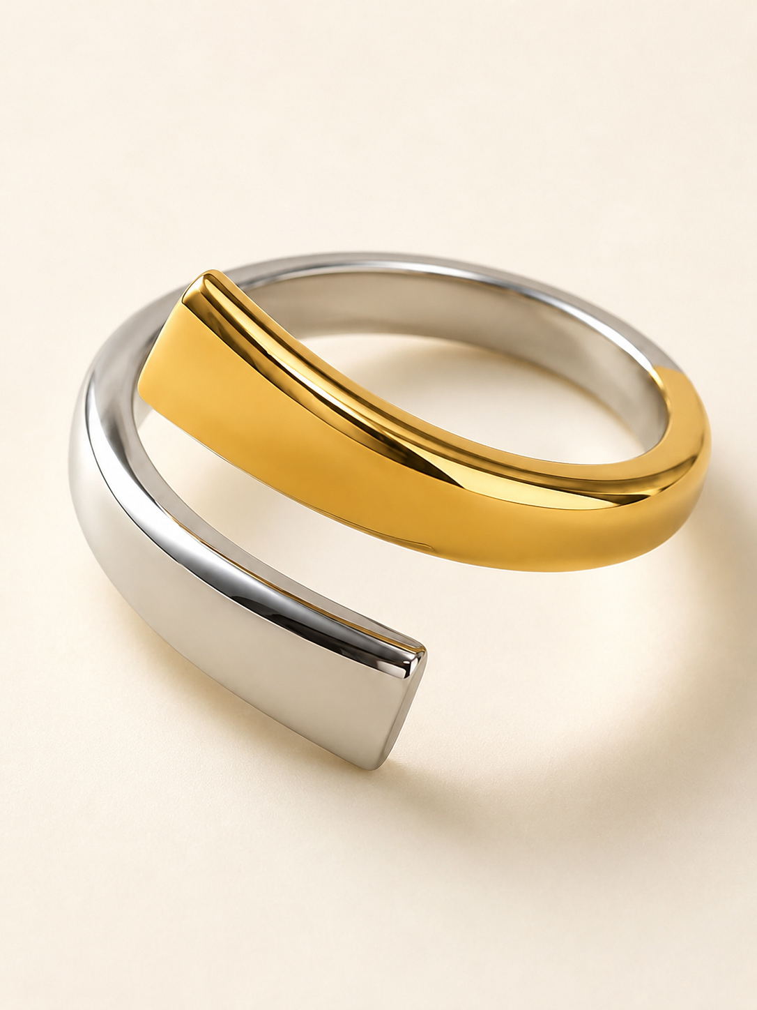 Anillo dama bicolor dorado y plateado ✨