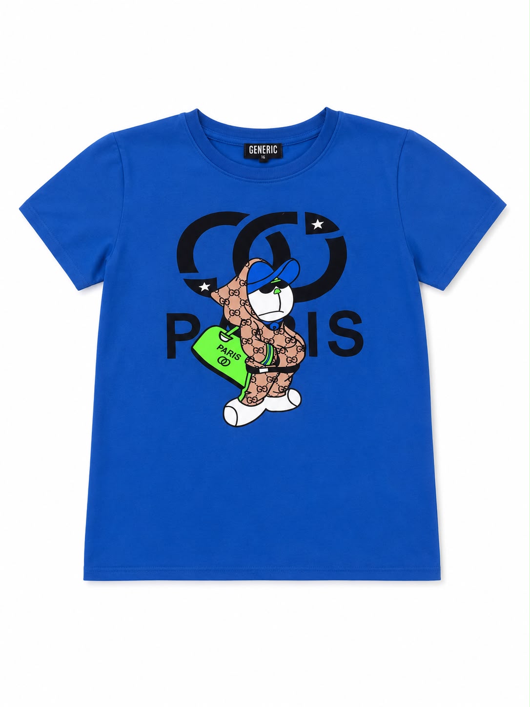Set niño playera azul estampada con short gris jaspe