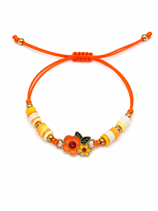 Pulsera niña flores multicolor 🌼🧡