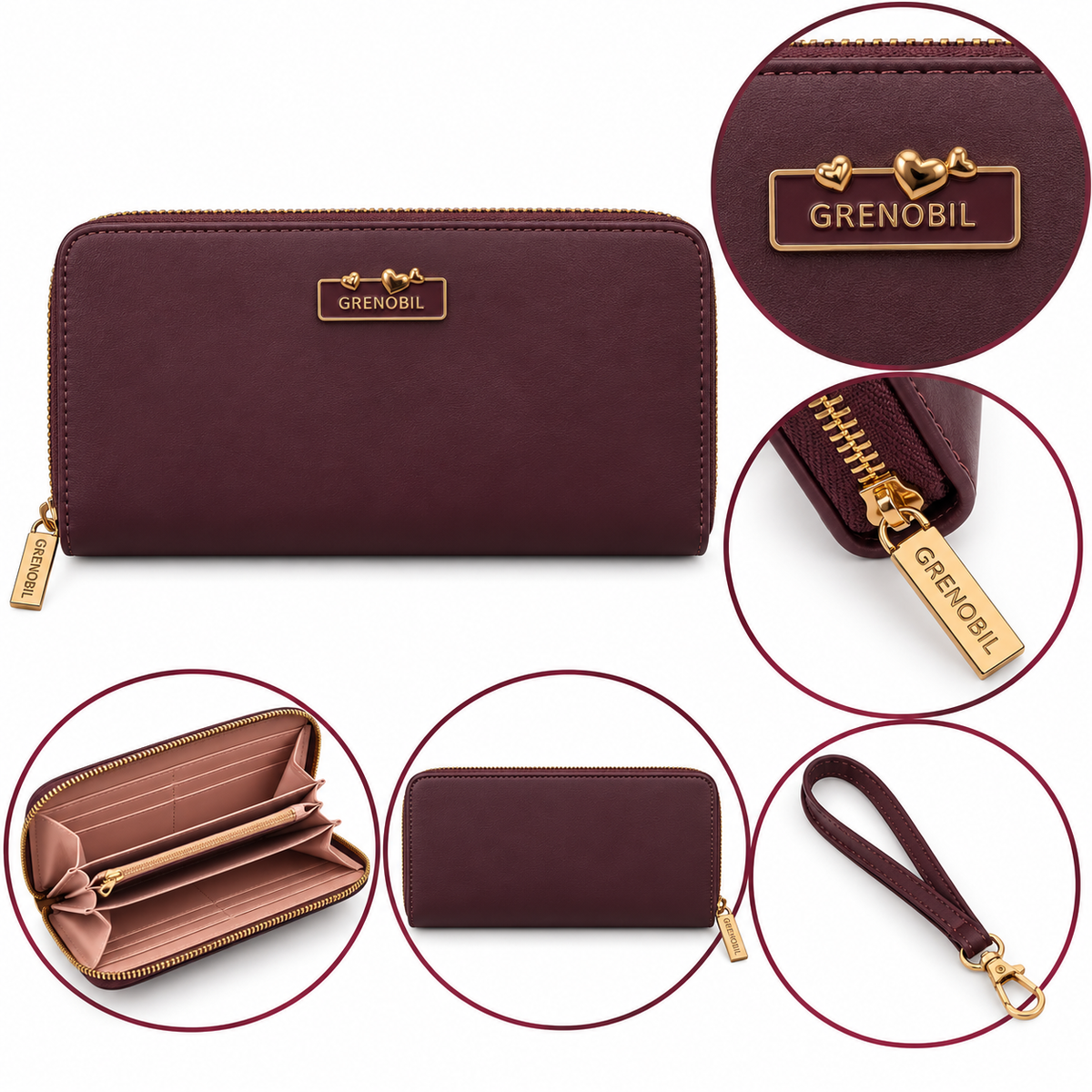 Cartera dama clásica con cierre completo ✨