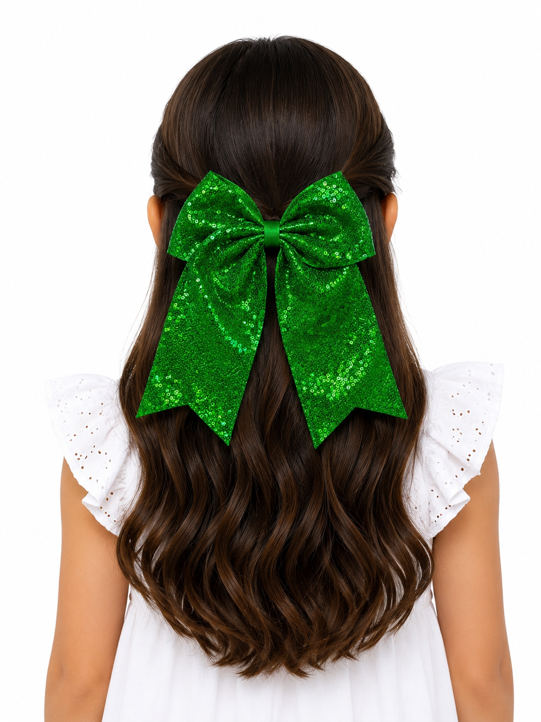 Moño niña verde con lentejuelas