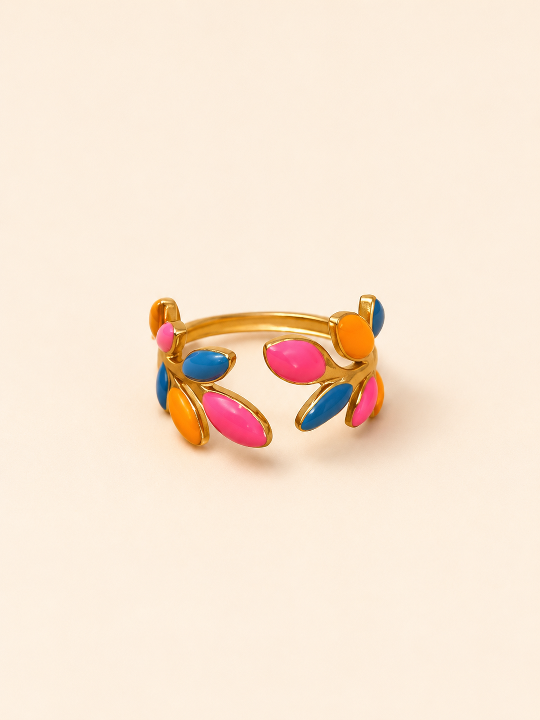 Anillo dama dorado con detalles multicolor ✨💖