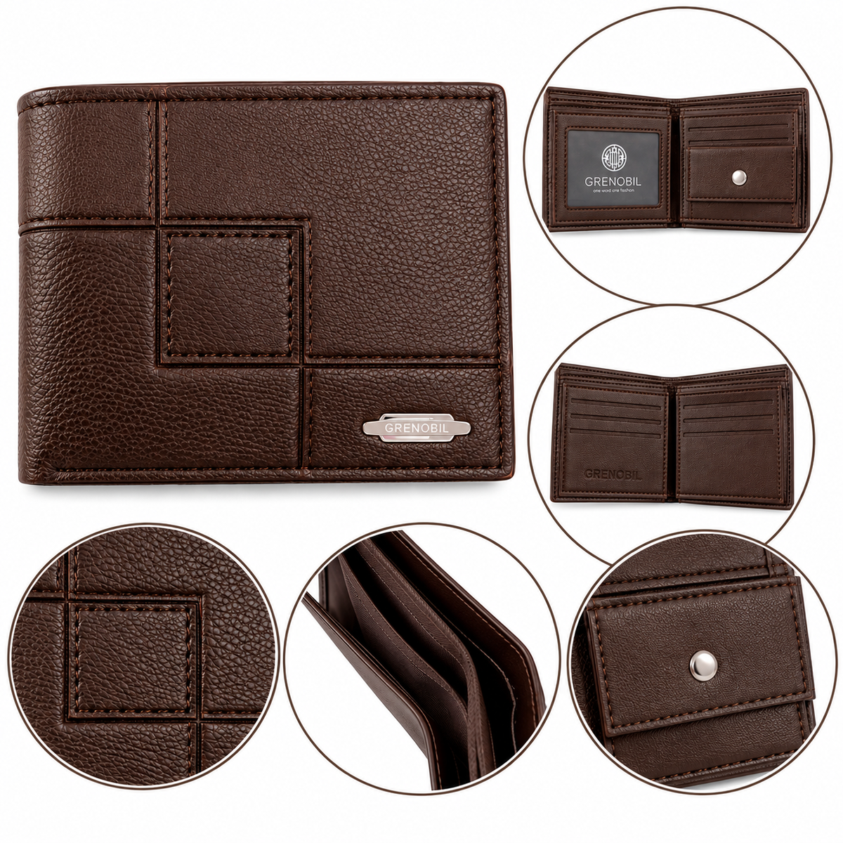 Cartera caballero con múltiples compartimentos