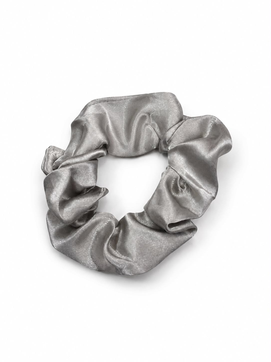 Liga cabello accesorio satinada plateada