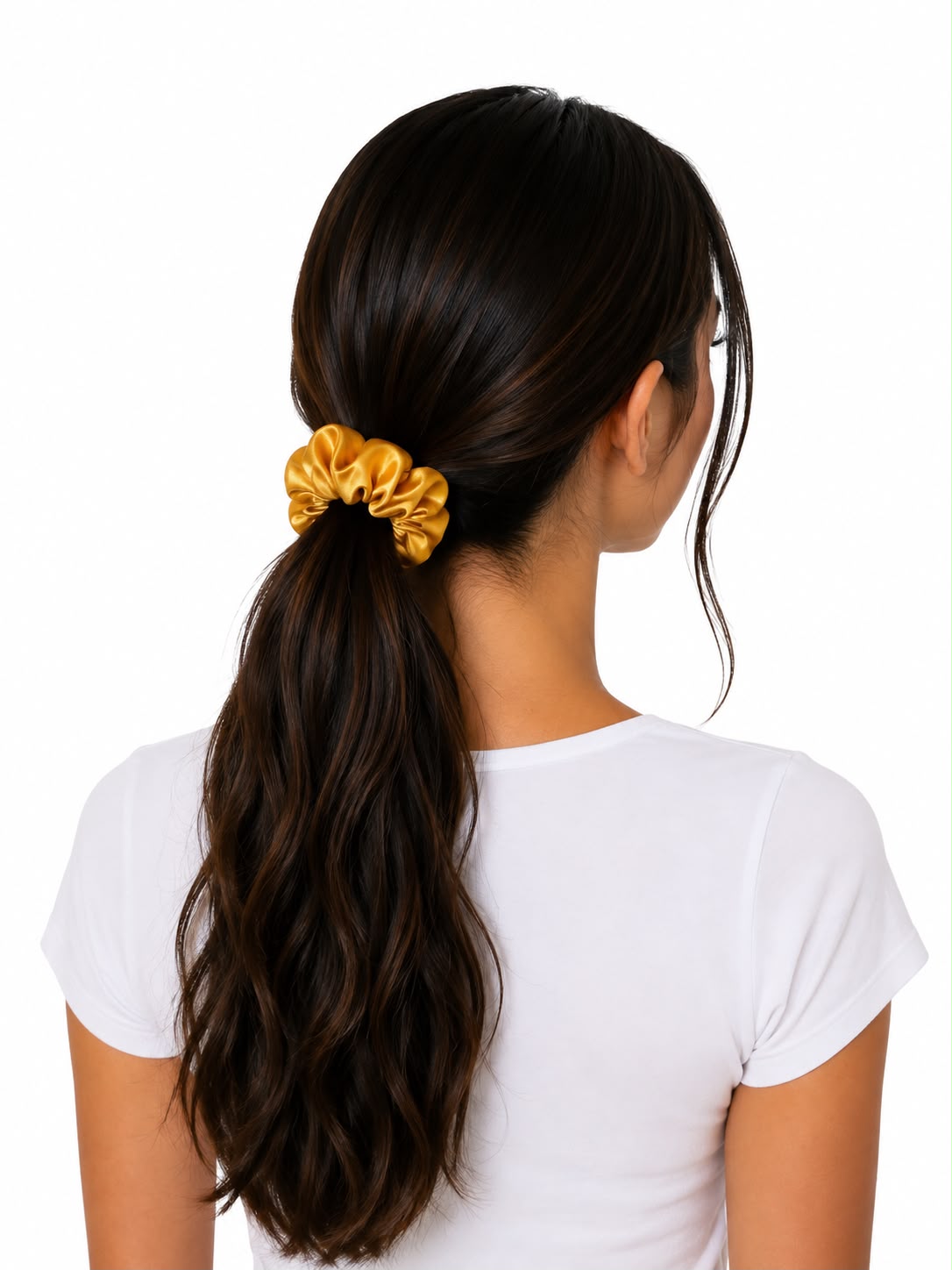 Liga cabello accesorio satinada amarillo dorado