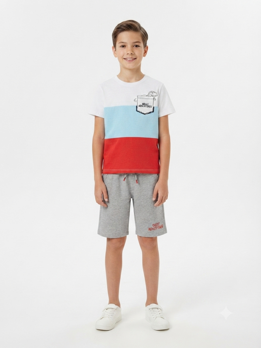 Set niño playera tricolor con short deportivo