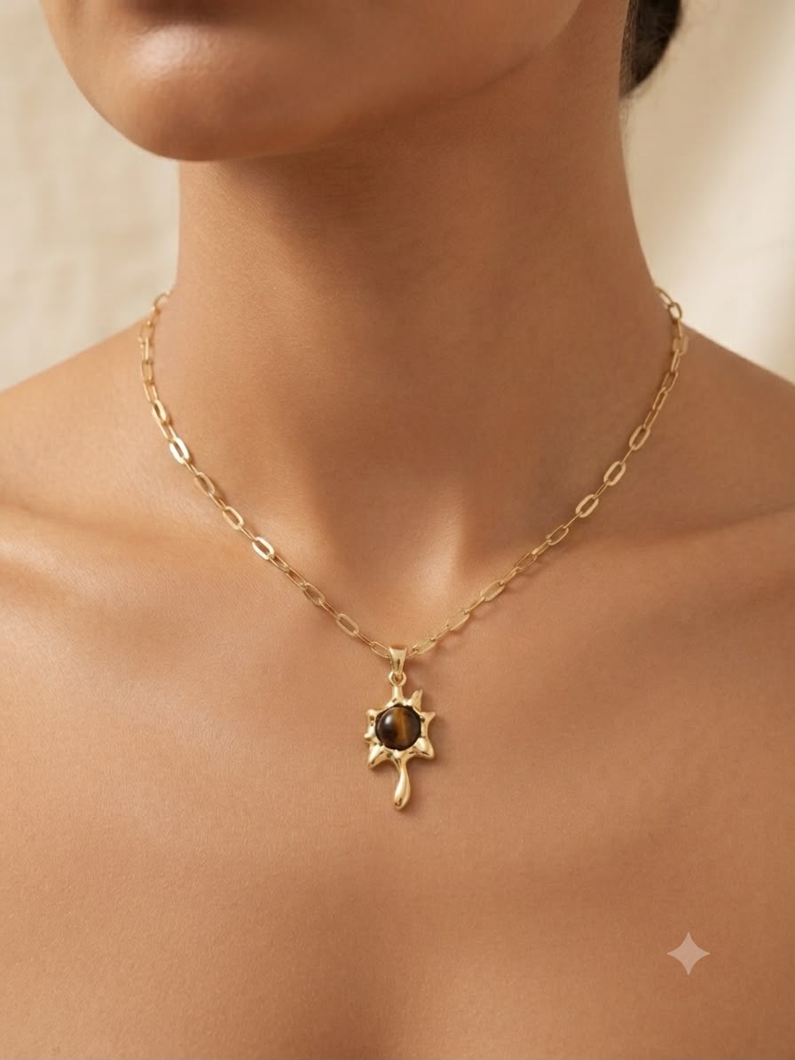 Collar accesorio dama – Girasol con piedra natural