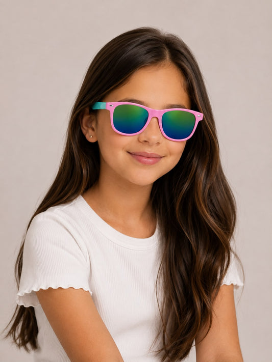 Lentes niña deportivos rosa con turquesa