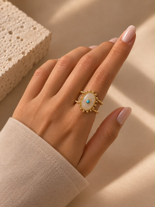 Anillo Dama dorado estilo ojo protector