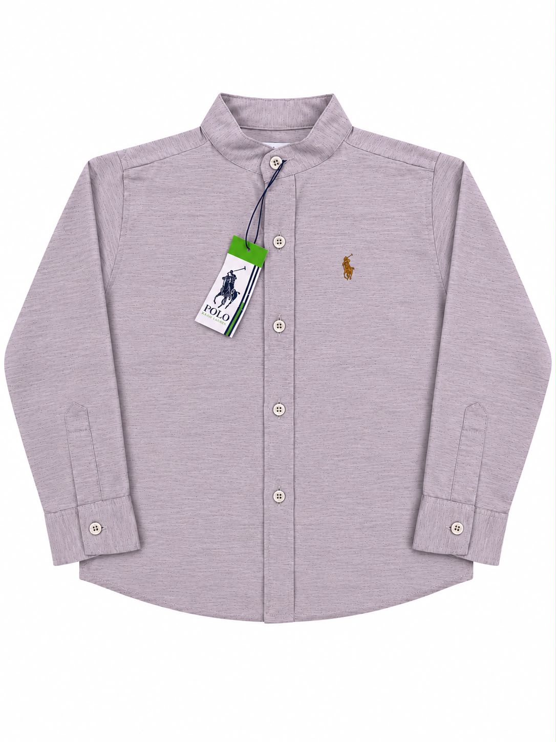 Camisa niño manga larga con cuello mao