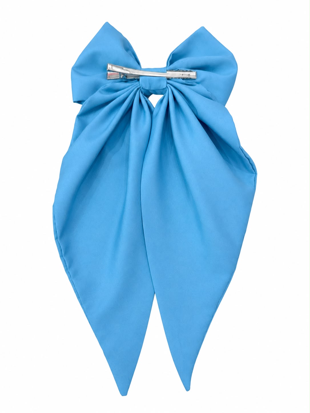 🎀 Moño coquette niña azul cielo con tiras largas en punta