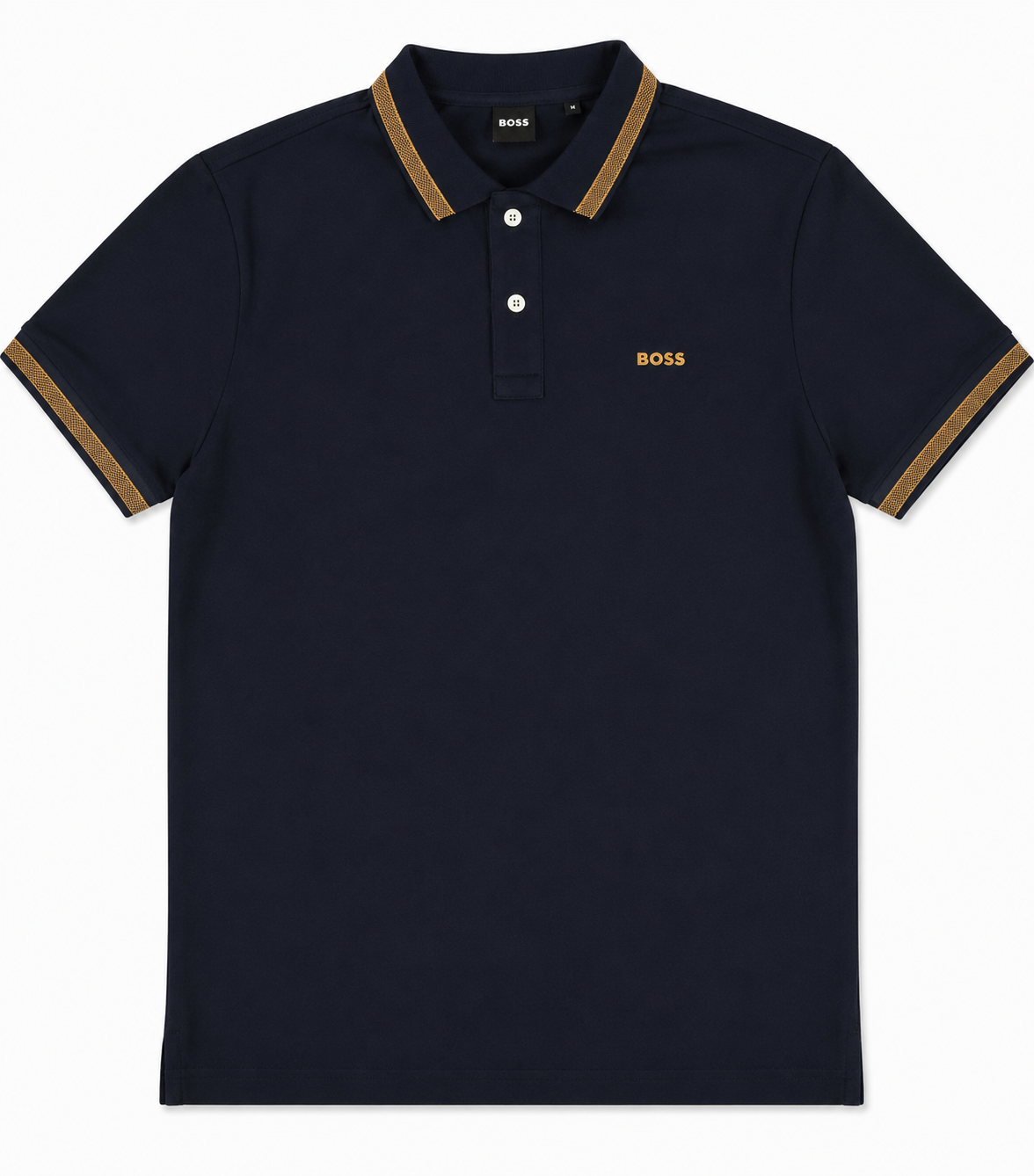 Playera CaballeroTipo Polo B@SS Azul Marino con Detalles Dorados
