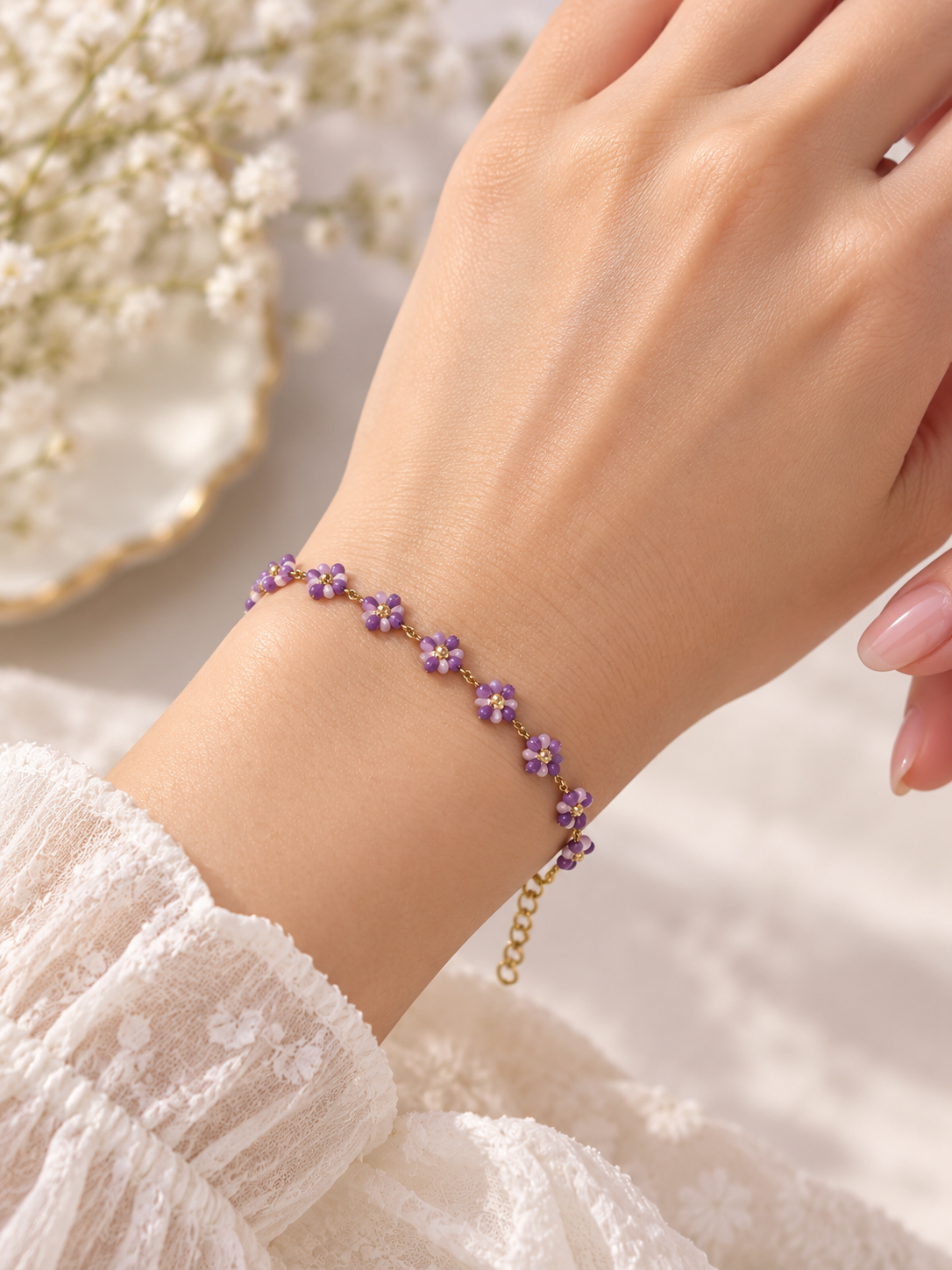 Pulsera dama florecitas