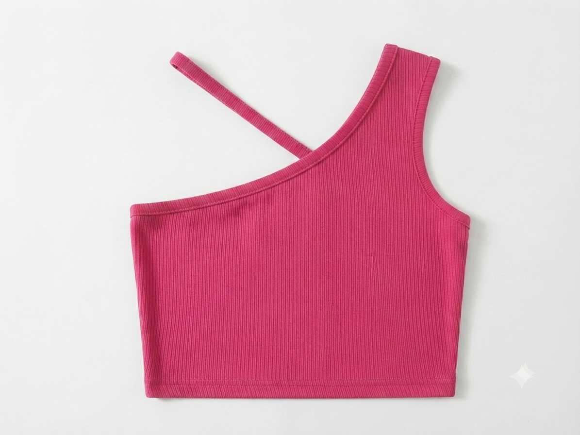 Blusa niña rosa fucsia de un hombro