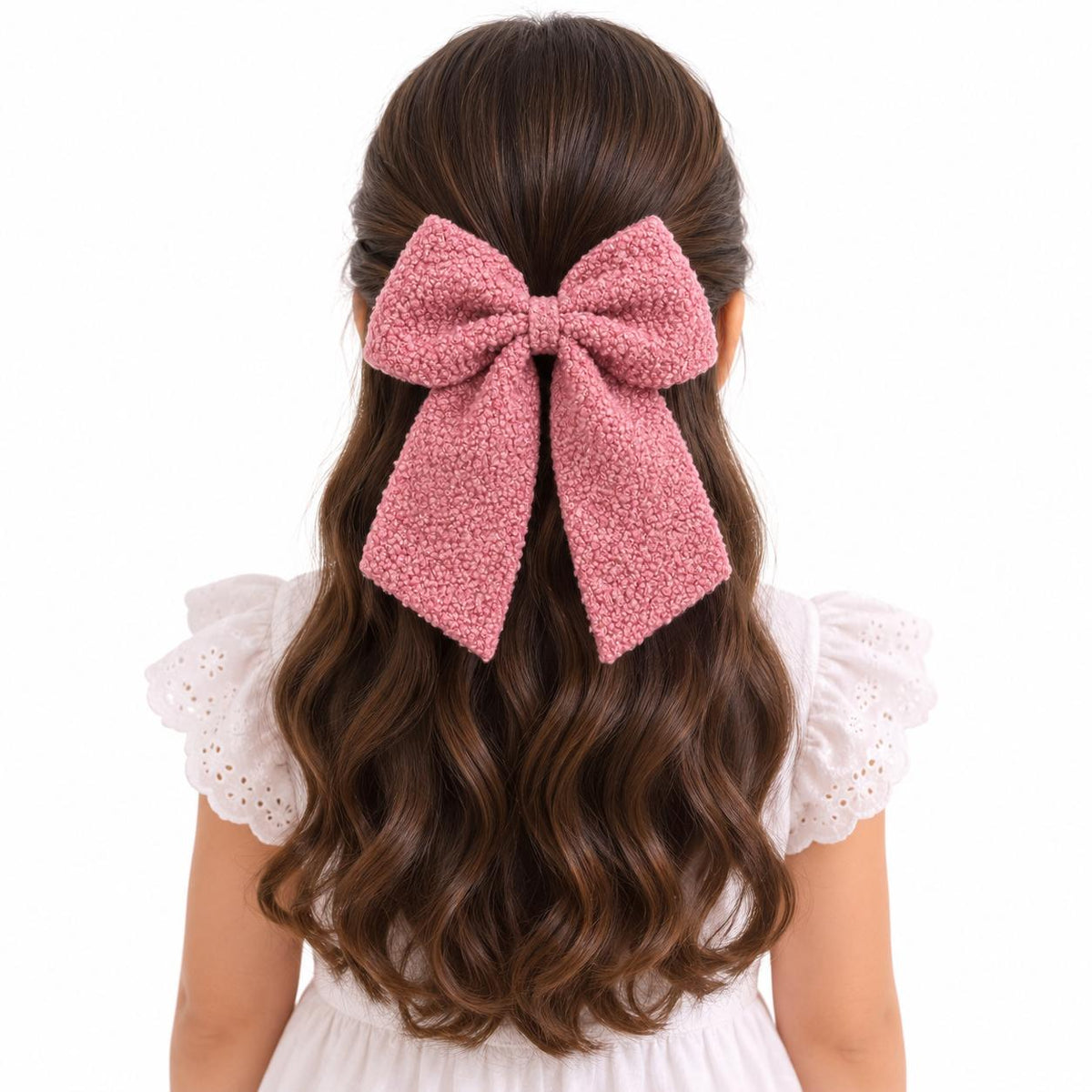 Moño niña rosa texturizado con tirantes 🎀🩷