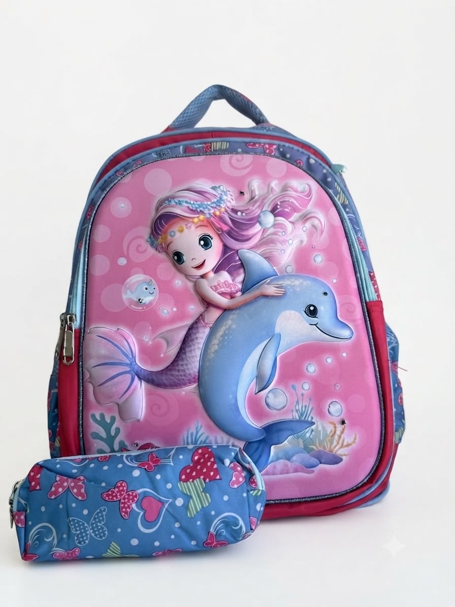 Set mochila infantil 2 piezas sirenita
