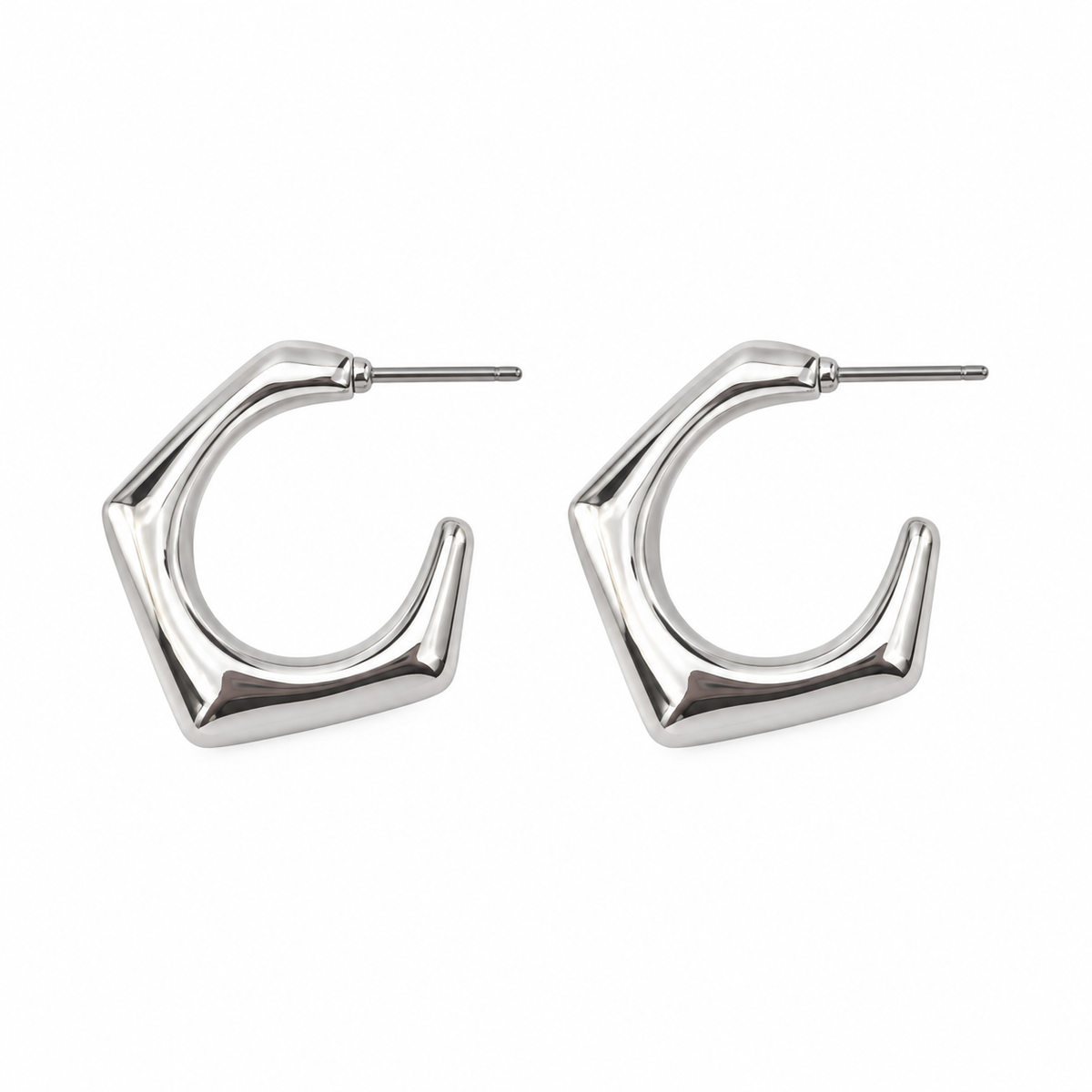 Aretes dama geométricos plateados ✨