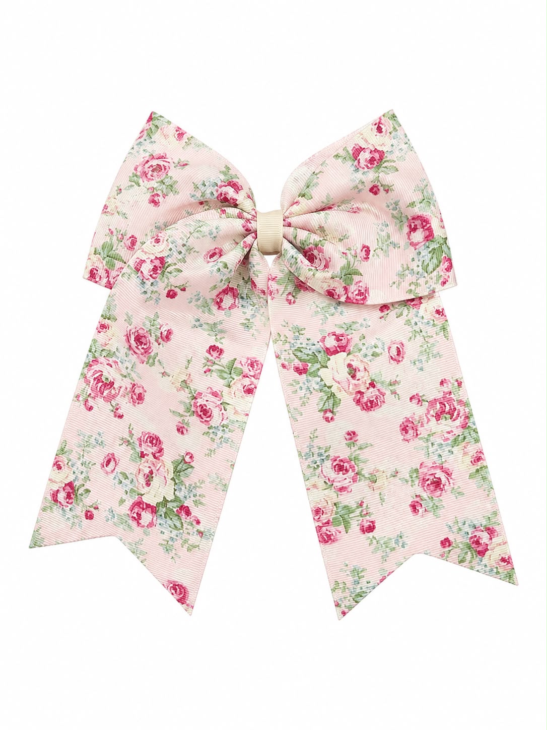 Moño niña floral rosa con tirantes largos 🎀🌸
