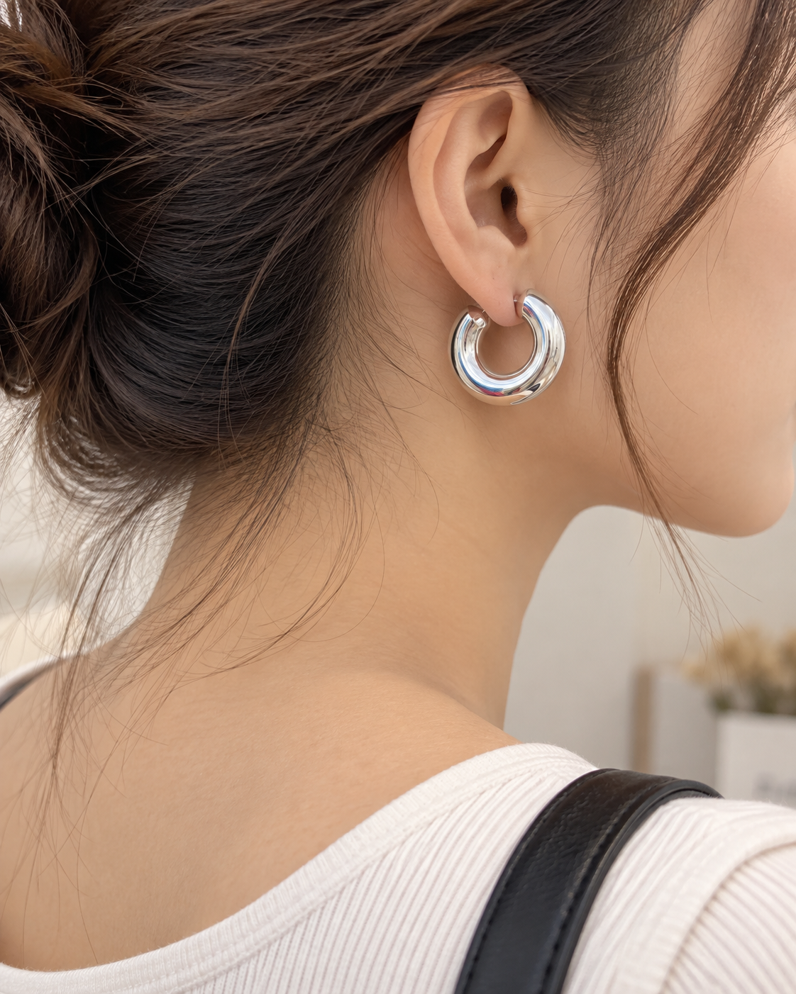 Aretes dama tipo argolla plateada ✨