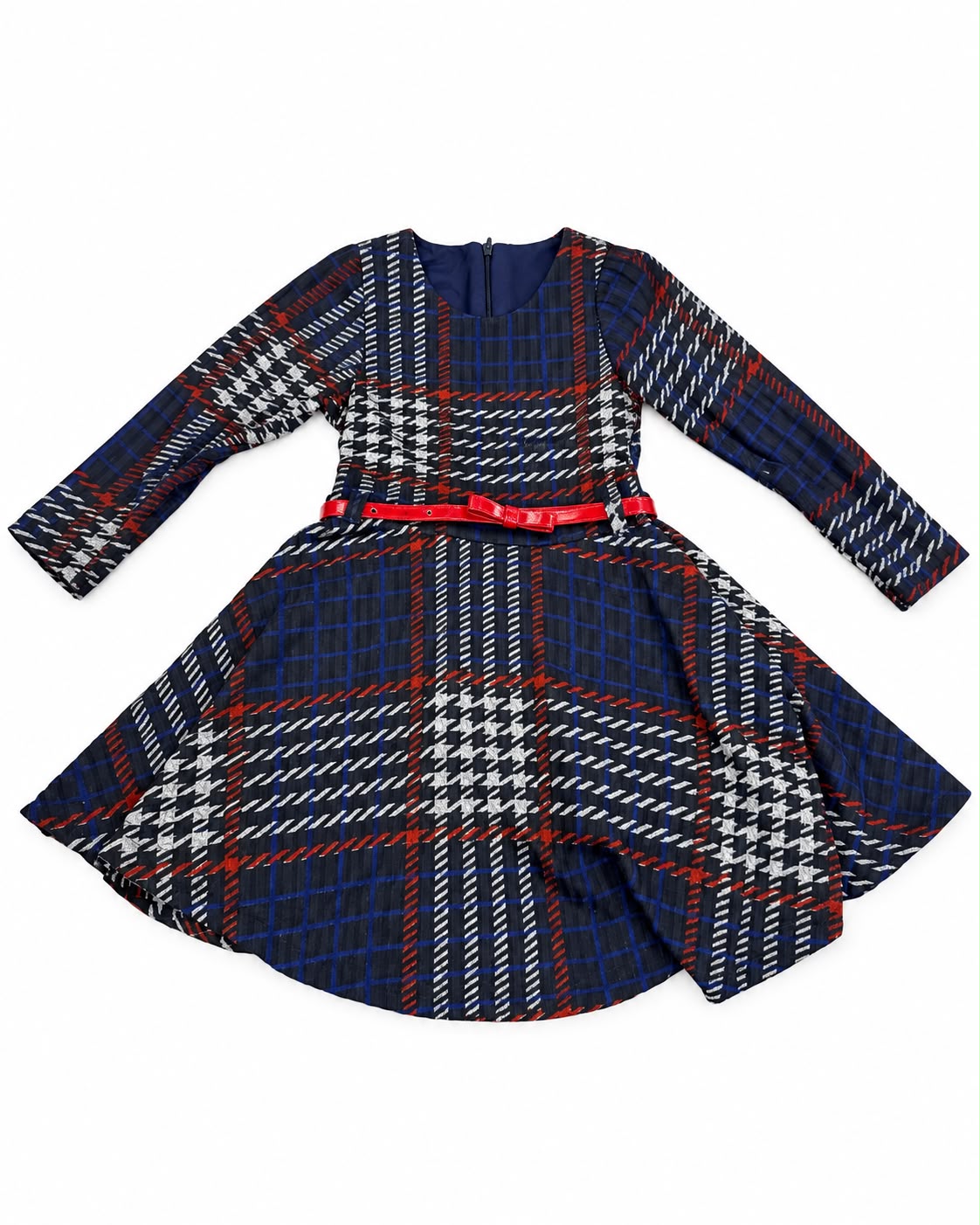 Vestido niña a cuadros con cinturón rojo ❤️✨