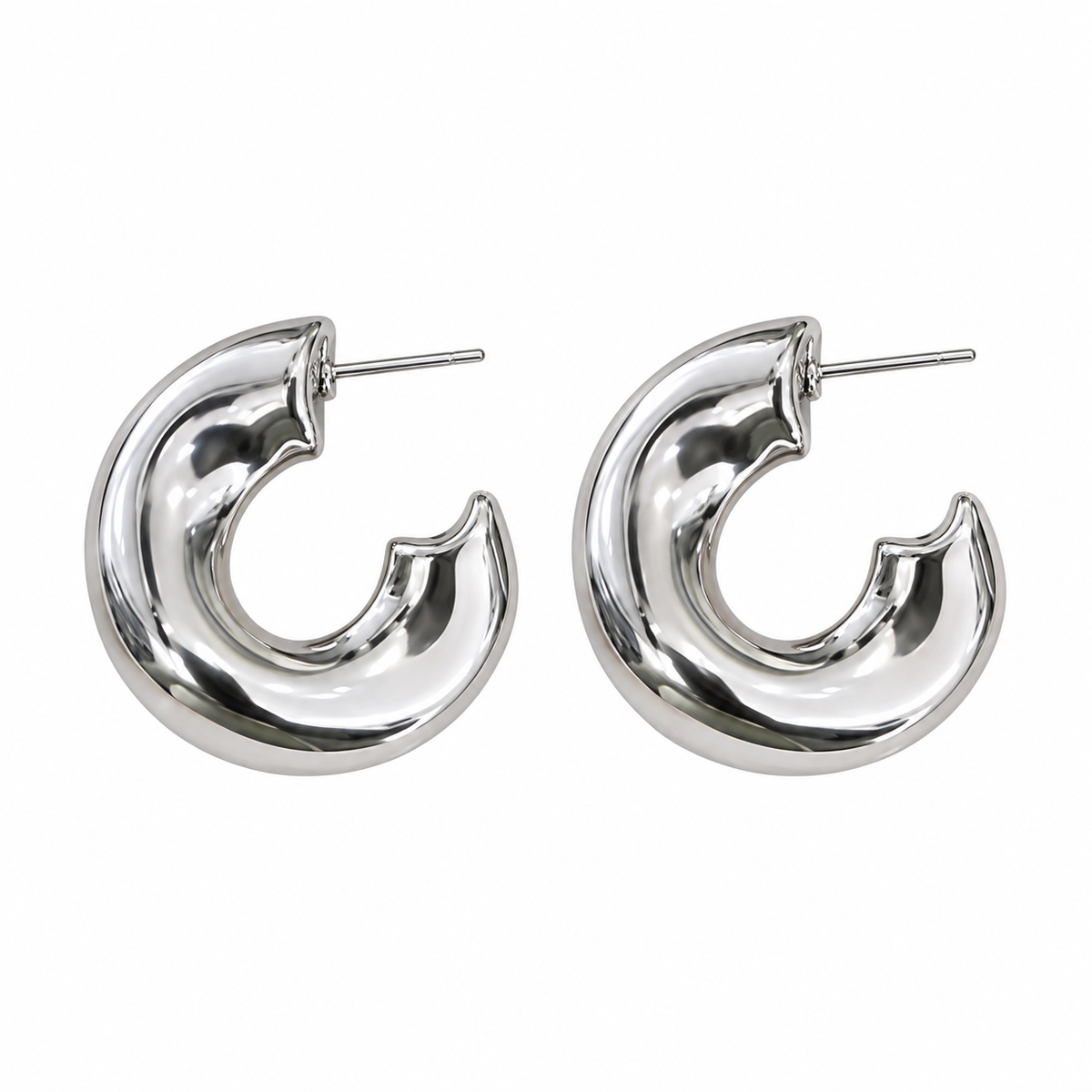 Aretes dama aro chunky plateado ✨