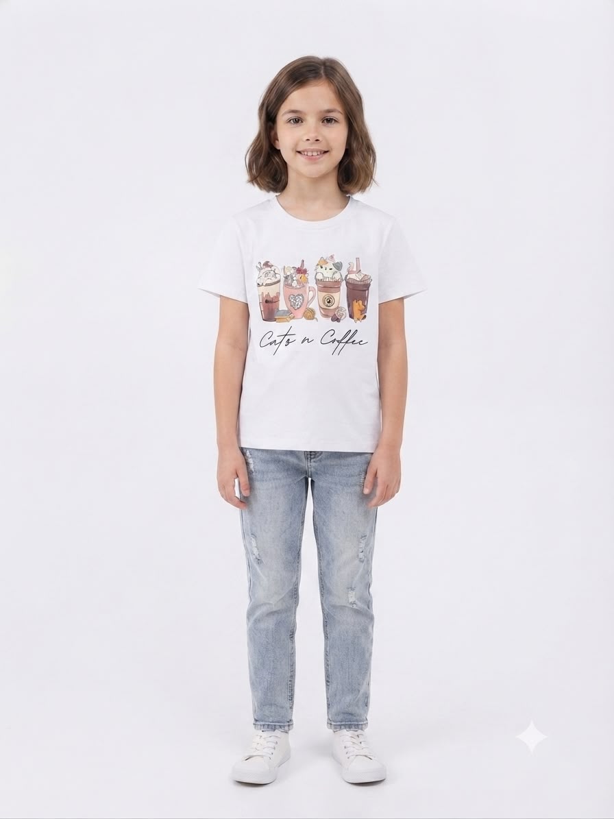 Blusa niña estampado Cats n Coffee