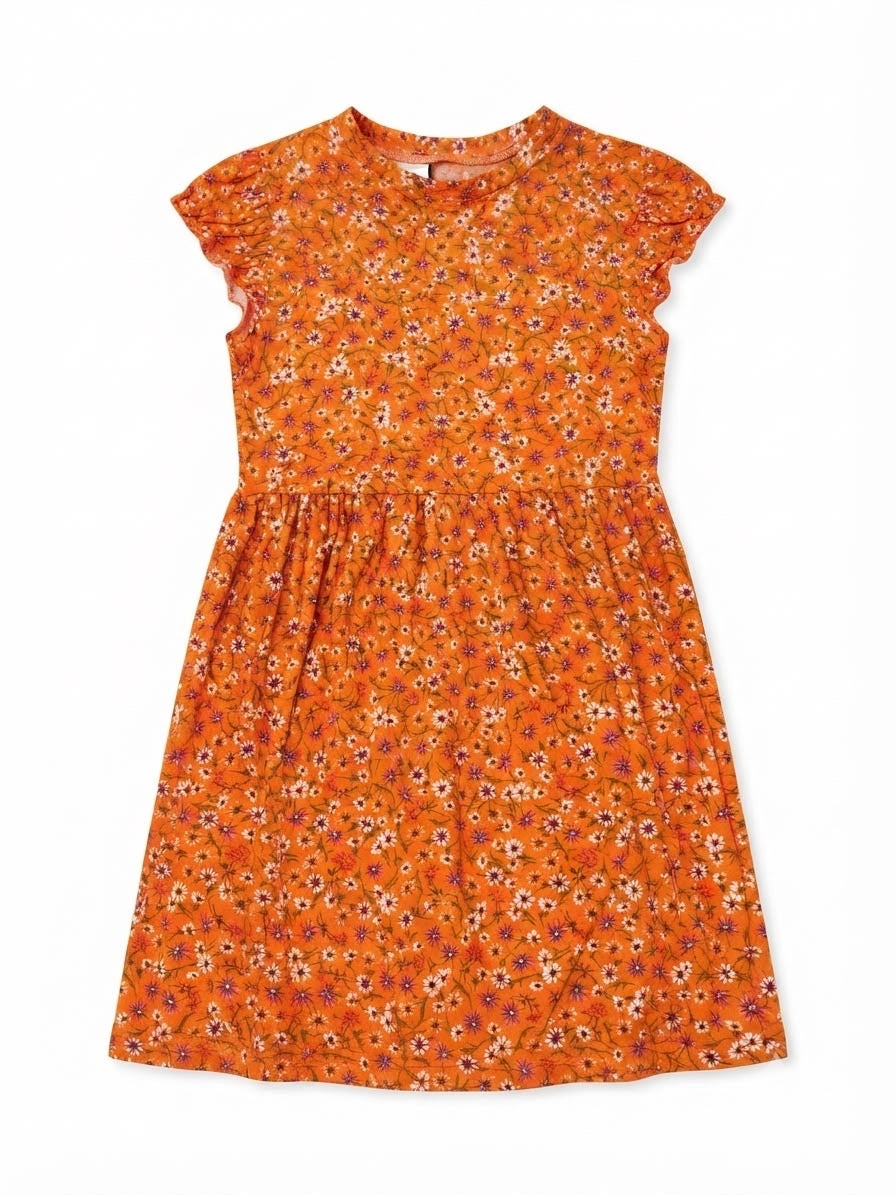 Vestido niña estampado floral naranja