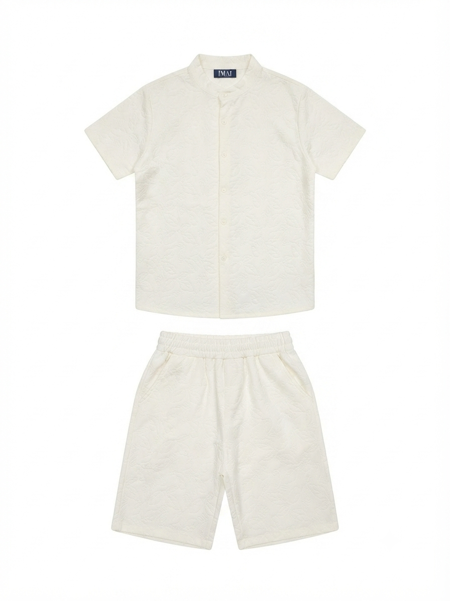 Set niño camisa + short texturizado – Color blanco