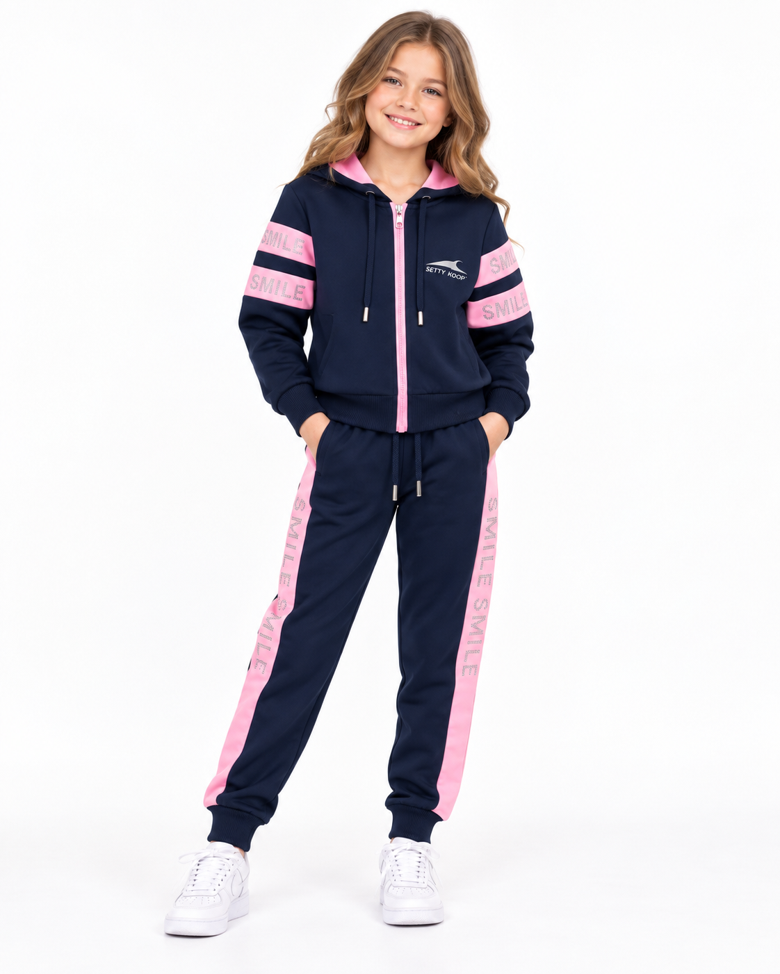 Set niña deportivo azul marino con rosa 💕