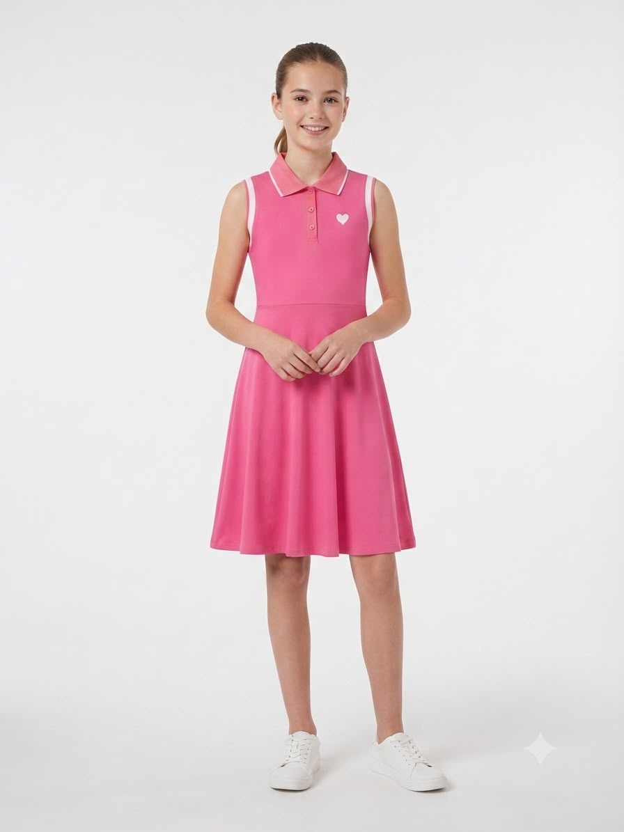 Vestido niña tipo polo rosa toque deportivo