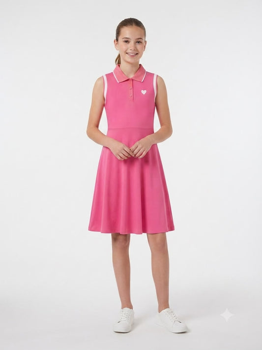 Vestido niña tipo polo rosa toque deportivo