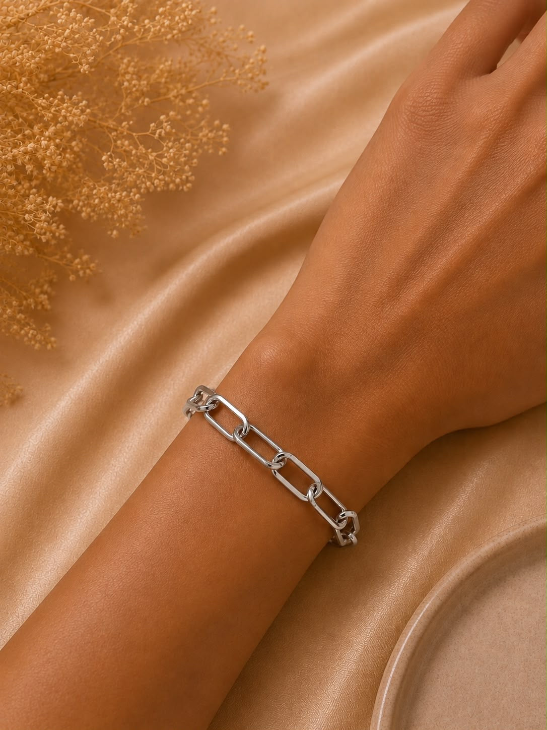 Pulsera Dama eslabones plateados