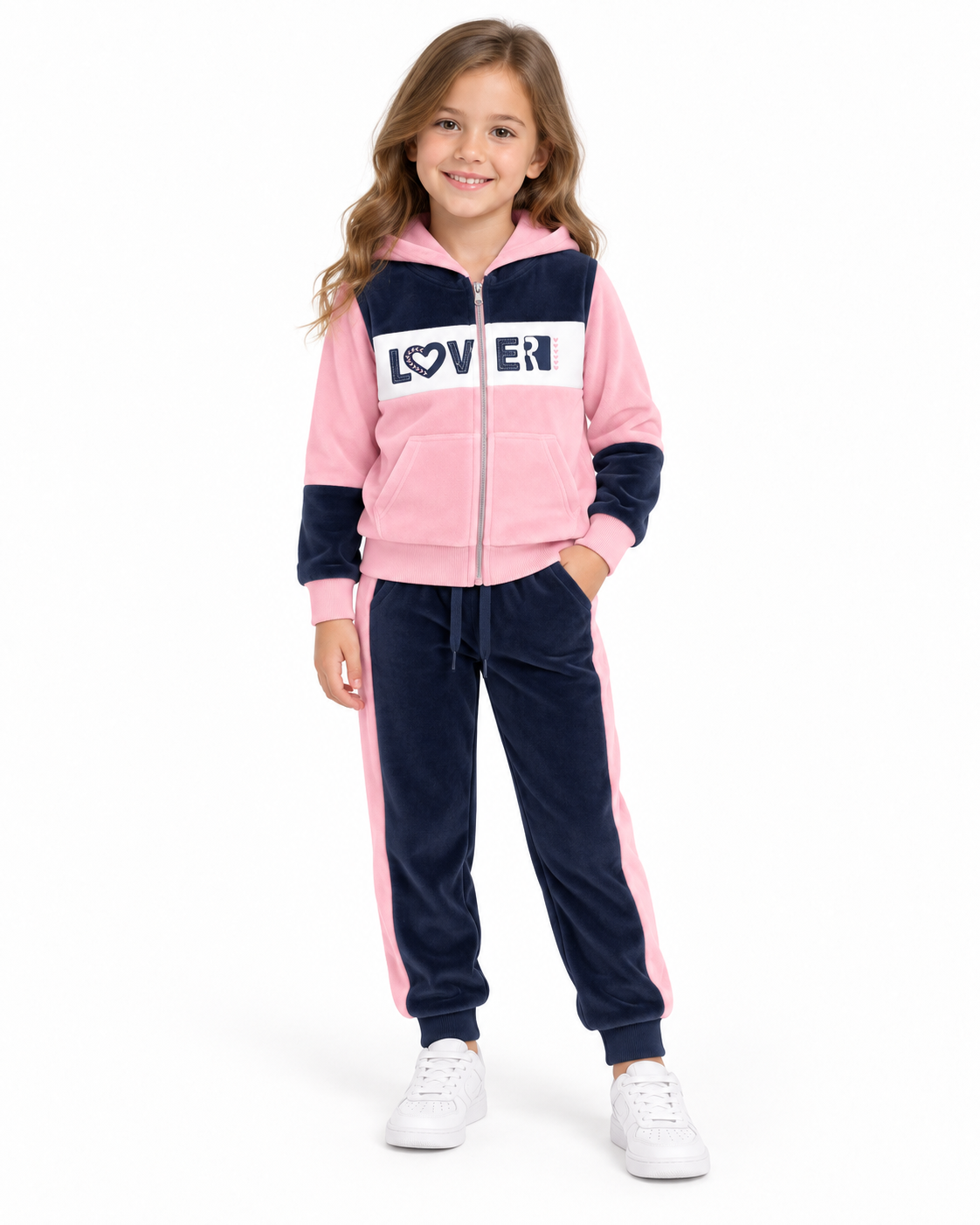 Set niña 3 piezas Lover rosa y azul marino