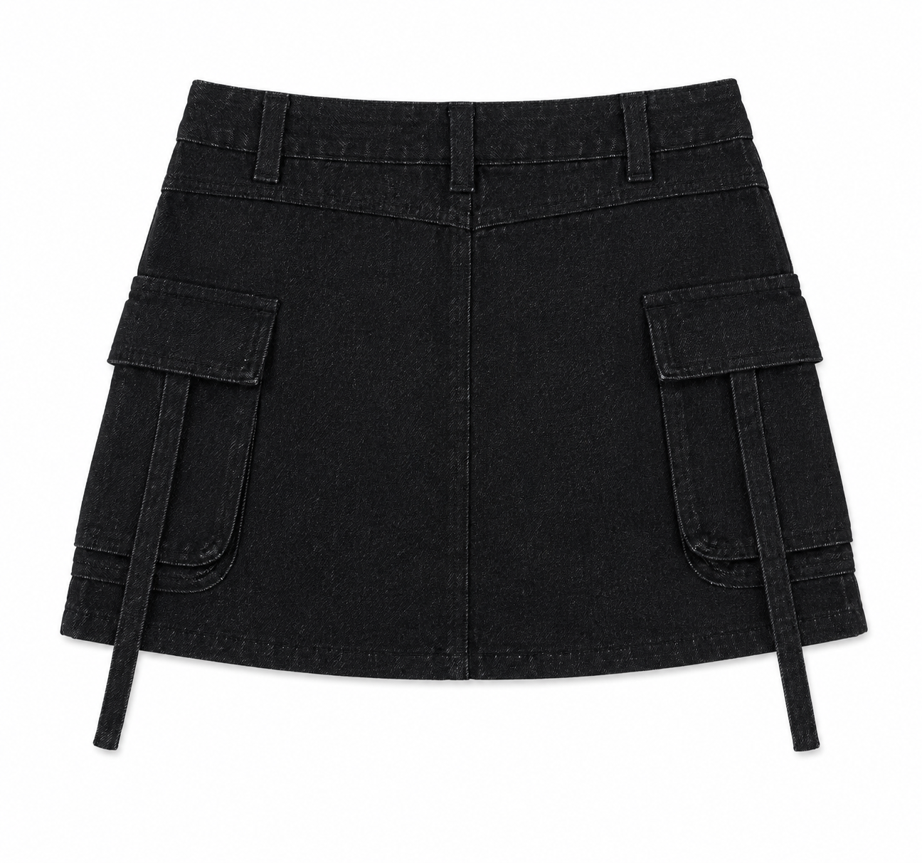 Falda cargo de mezclilla para niña color negro