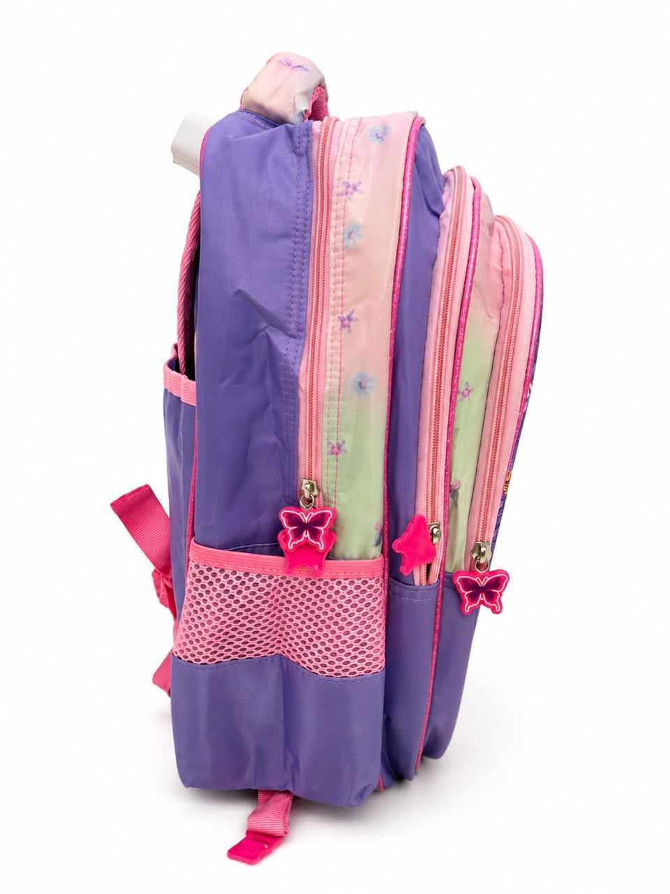 Set mochila infantil escolar Gatita Floral Lila 3 piezas