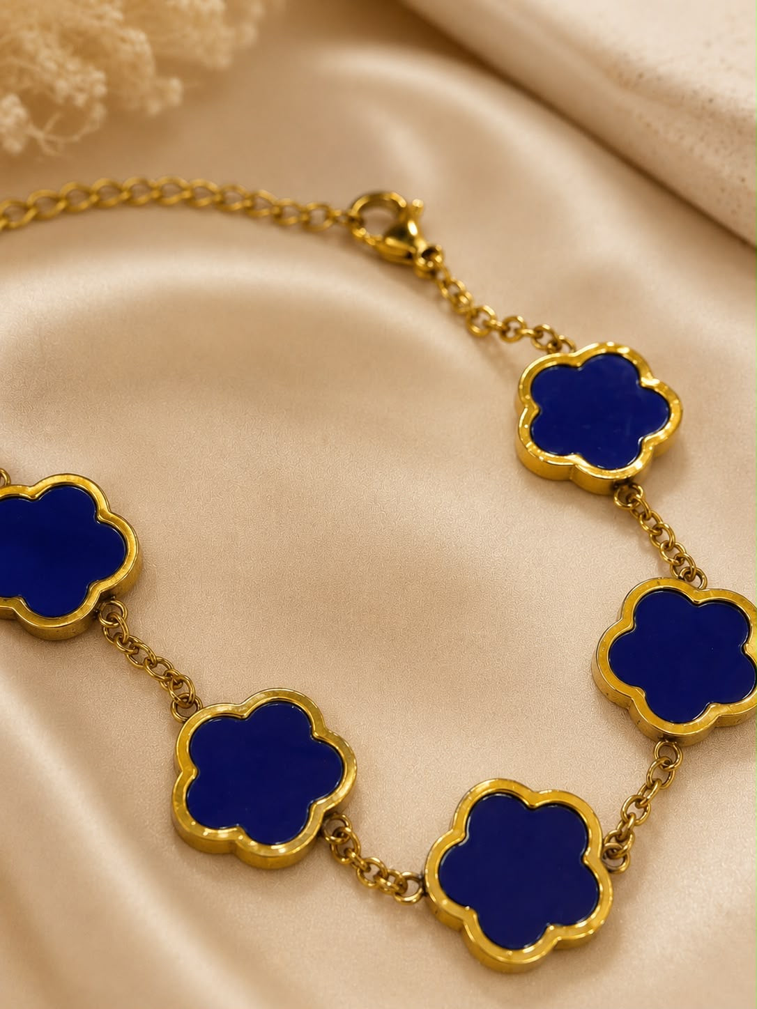 Pulsera Dama flores azul marino 💙