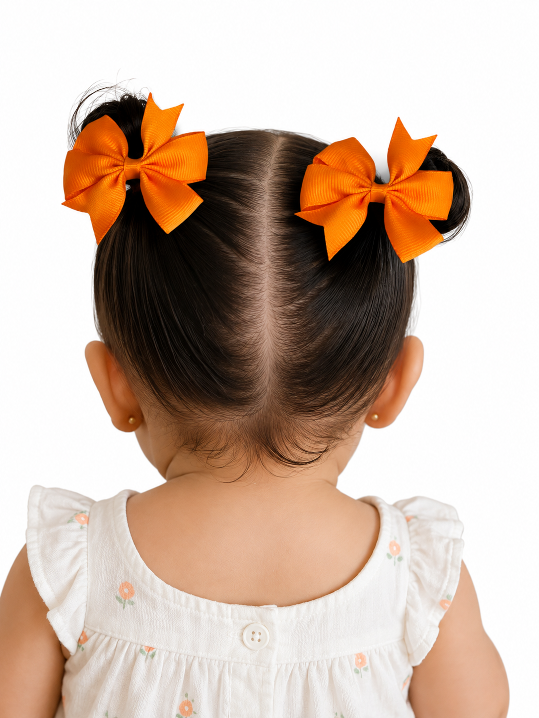 Moño par niña naranja clásico