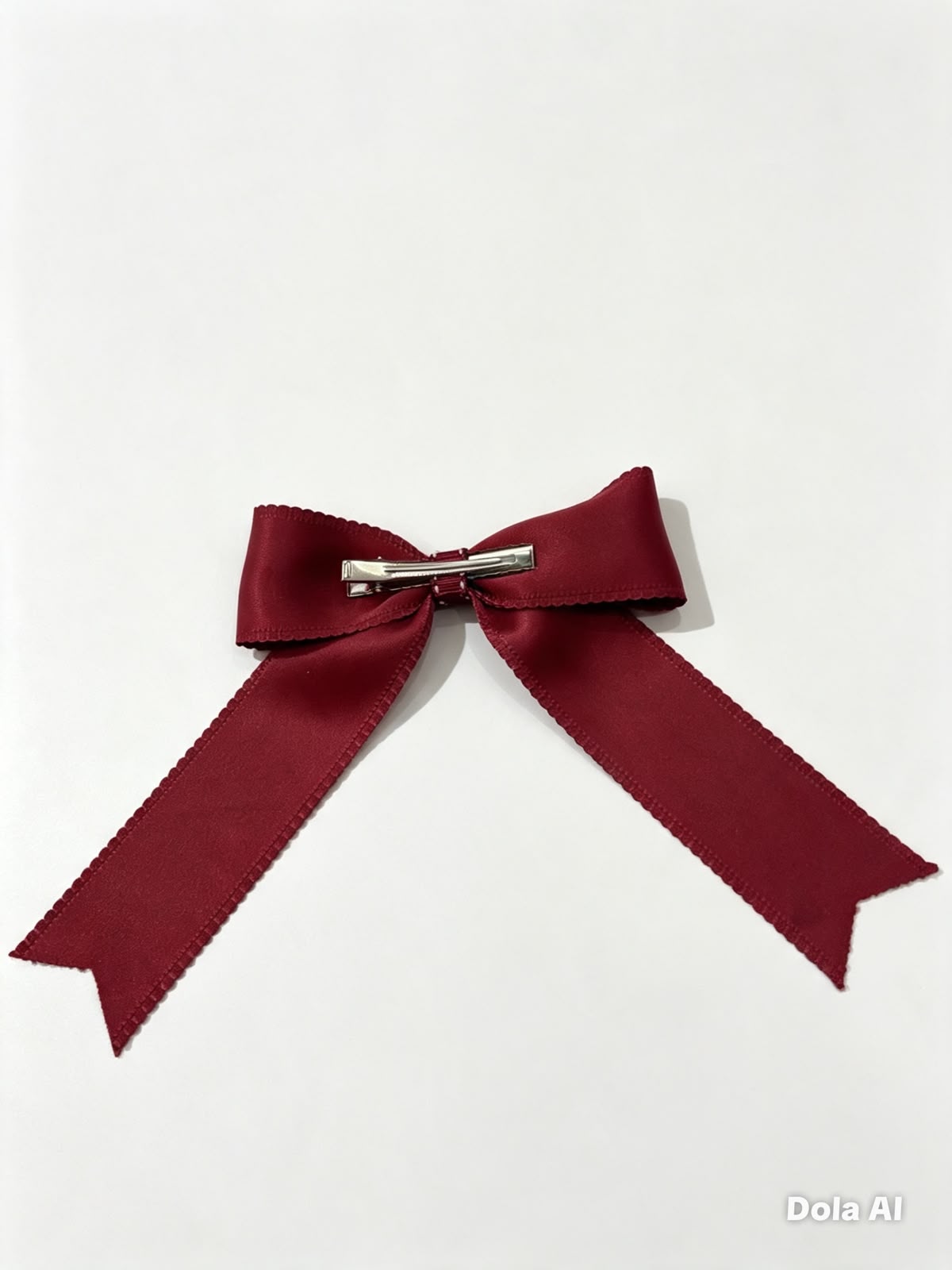 Moño niña rojo vino con tiras largas y acabado elegante 🎀❤️