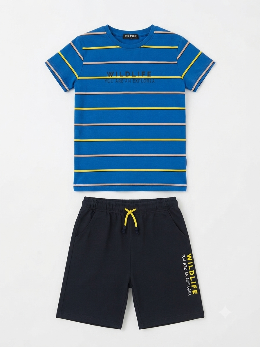 Set niño playera rayada con short deportivo