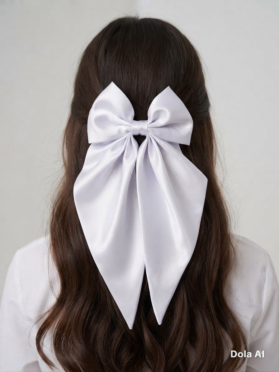 🎀 Moño coquette niña blanco satinado