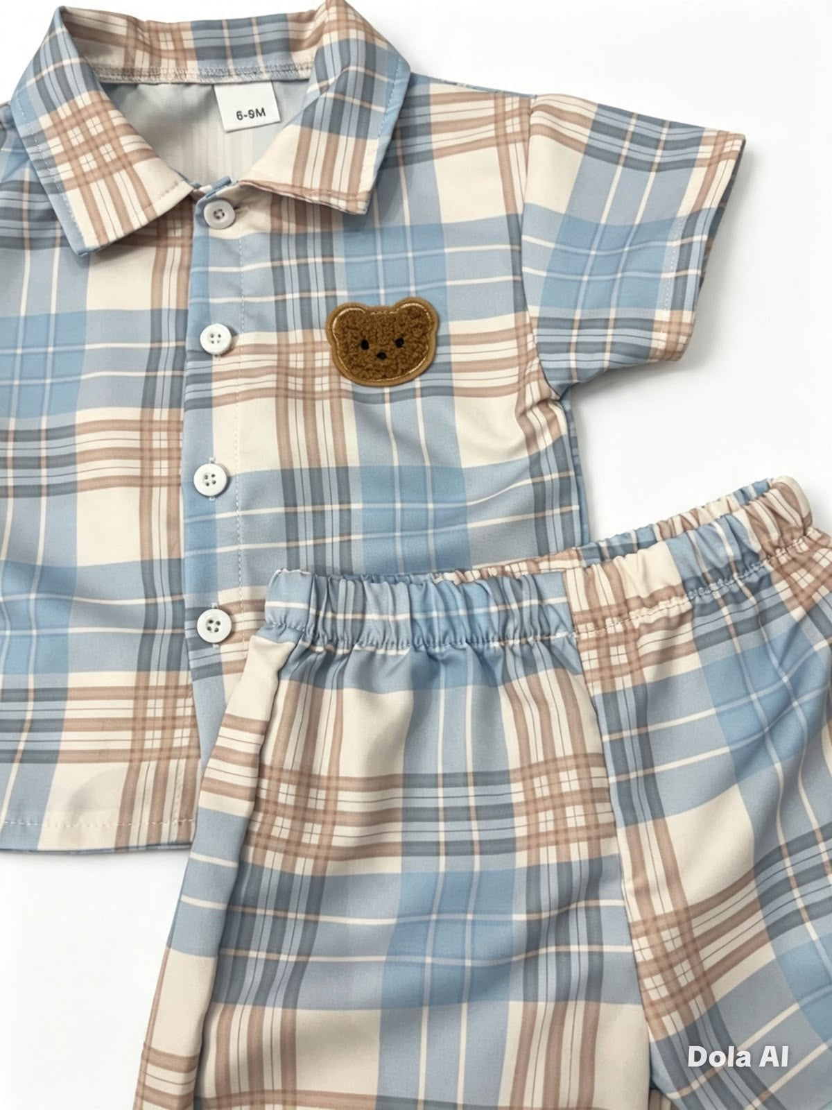 Set niño de cuadro azul con short