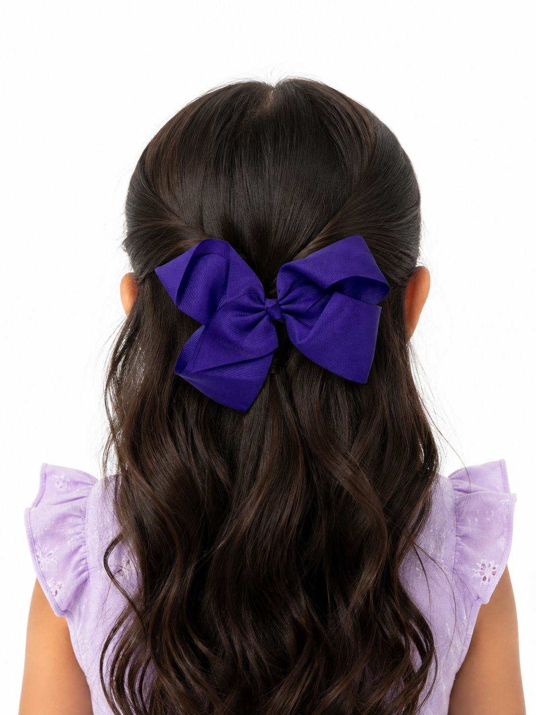 Moño para niña grande morado intenso 🎀